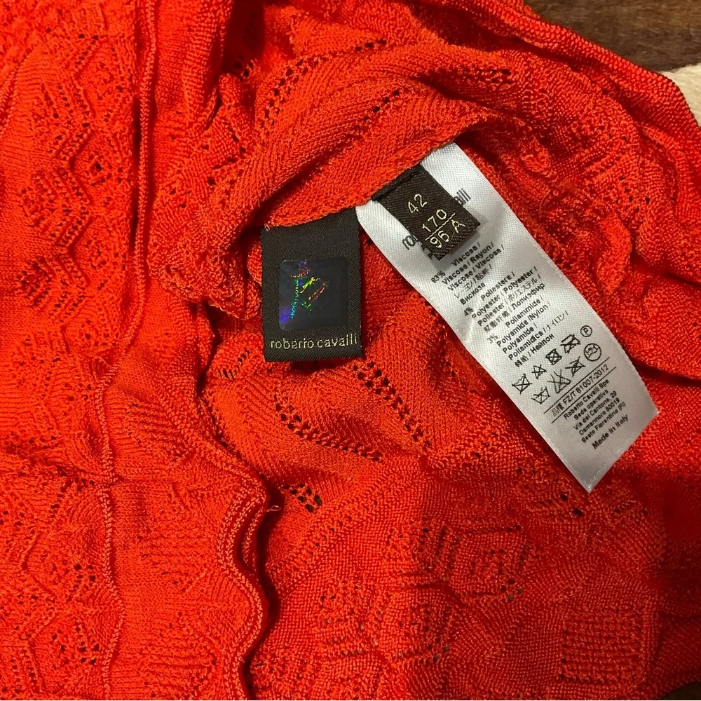 $695 Roberto Cavalli Pointelle Eyelet Knit Cut Out Sweater